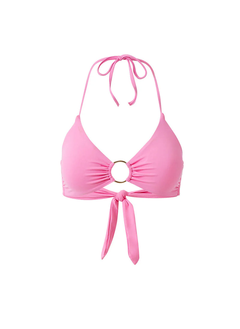 Hamburg Halterneck Ring Detail Bikini Top Pink