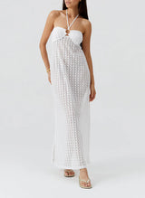 Harriet Halter Knit Long Dress White