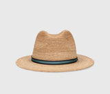 - Argentina Raffia Crochet Panama Hat Natural Ribbon Striped Blue/black Apoella
