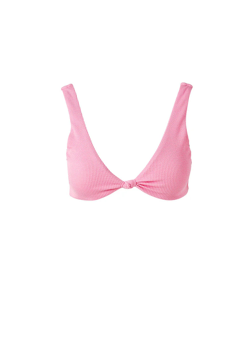 Ibiza Over The Shoulder Tie Knot Bikini Top Pink Ridges