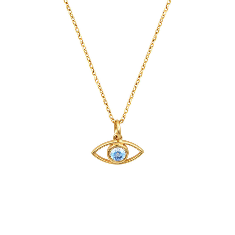 Eye Necklace Gold Aqua
