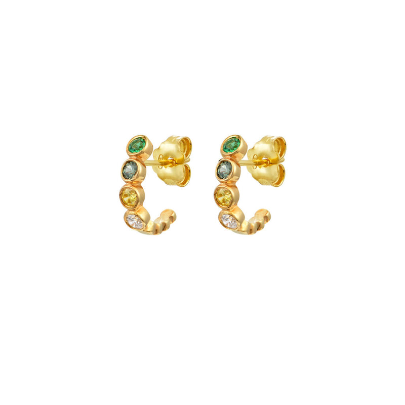 Huggy Hoops Earrings Gold Green