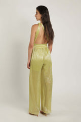 Jumpsuit Sabina Musayev Portea One Shoulder Jumpsuit W . Open Back Olive Green Sparkle Apoella