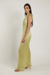 Jumpsuit Sabina Musayev Portea One Shoulder Jumpsuit W . Open Back Olive Green Sparkle Apoella