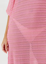 June V Neck Knit Maxi Caftan Pink