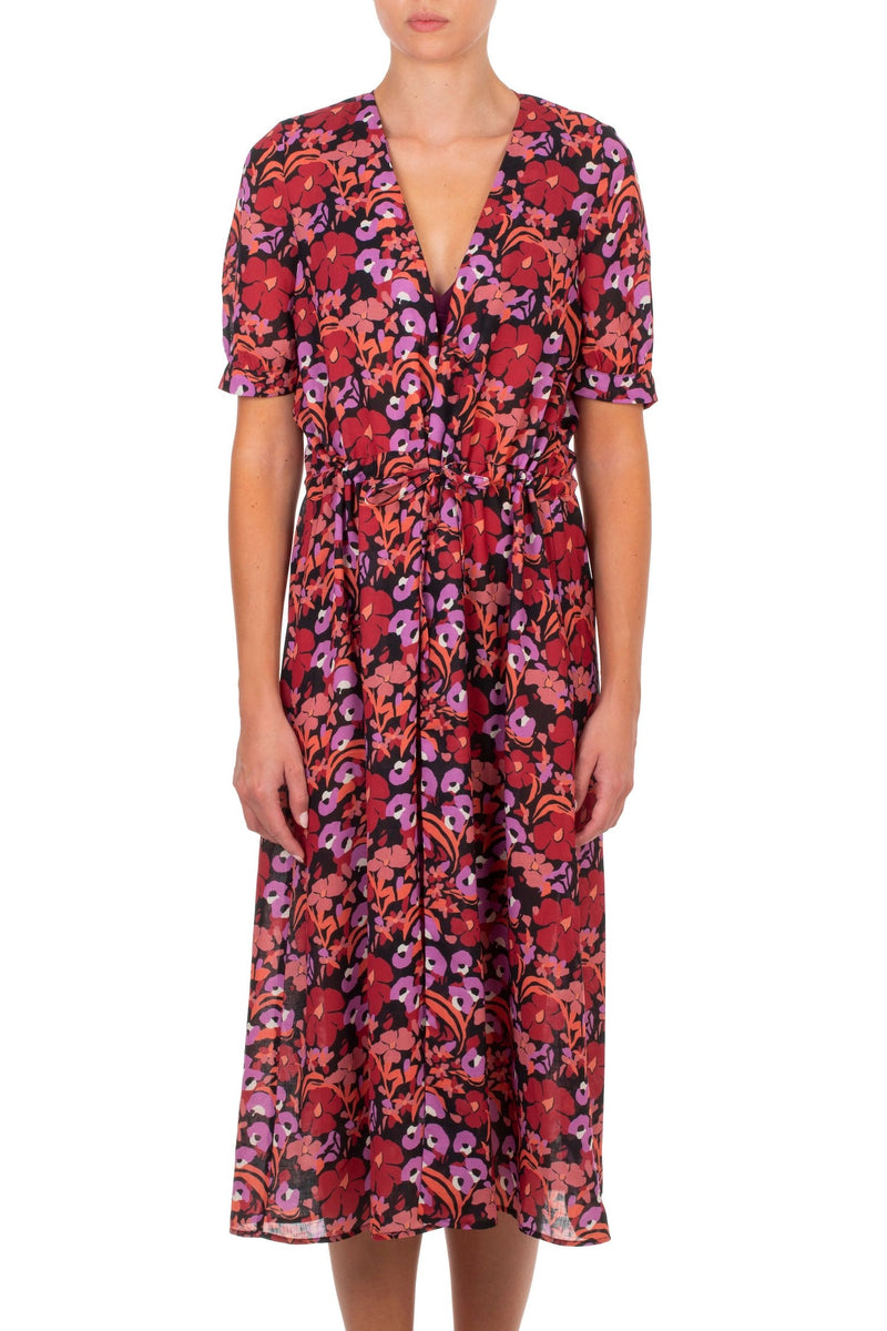 Kimono Emmanuela Swimwear Amore Long Kimono Bordeaux/Purple Flowers Apoella