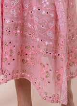 Kimono Juliet Dunn Kimono In Mosaic Print With Mirror Embroidery Candy ONE SIZE / Pink Apoella