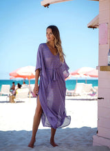 Kimono Melissa Odabash June Knit Caftan Viola O/S / Viola Apoella
