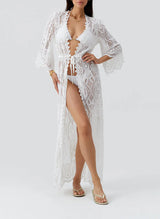 Kimono Melissa Odabash Nellie Long Lace Kimono White Apoella