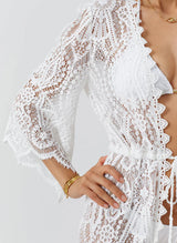 Kimono Melissa Odabash Nellie Long Lace Kimono White Apoella