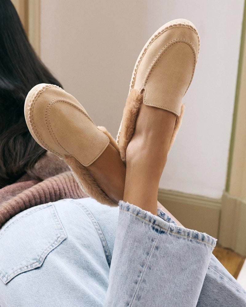 Loafers Manebi Aspen Loafers Suede Espadrilles Champagne Beige Apoella