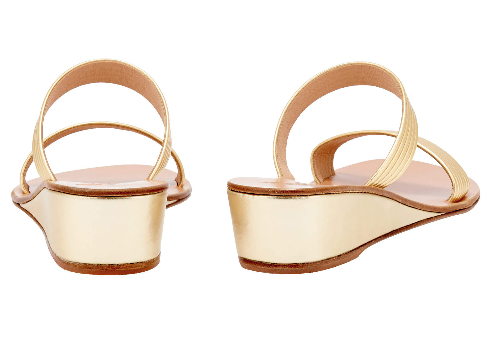 Gold low wedge sandals best sale