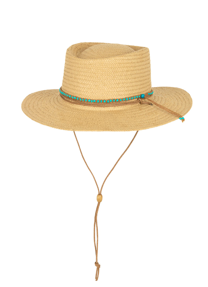 Melissa Odabash Gisele Beaded Boater Hat Natural/turquoise Color / ONE SIZE Apoella