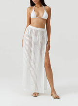 Mendi Slit Knit Long Skirt White
