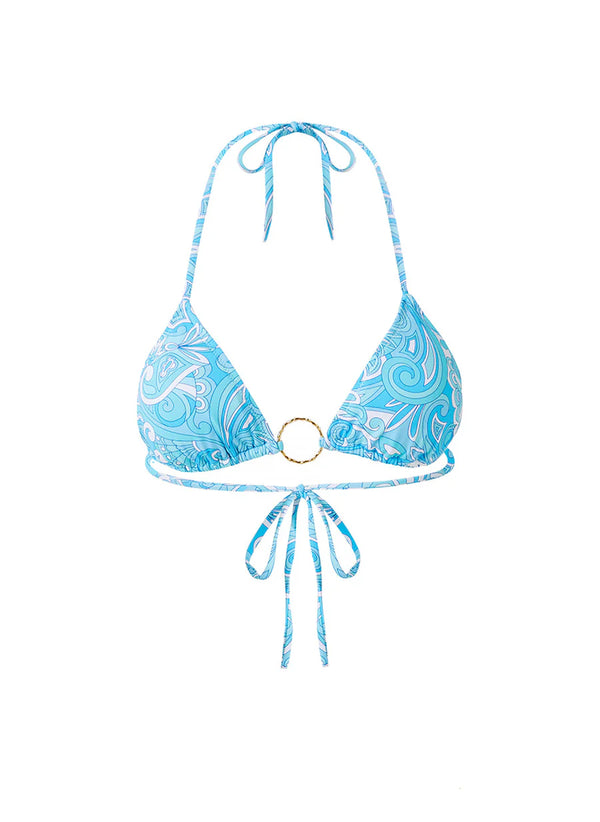 Miami Triangle Ring Detail Bikini Top Mirage Blue