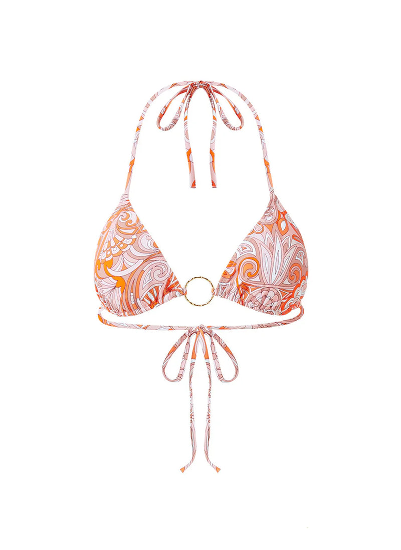 Miami Triangle Ring Detail Bikini Top Mirage Orange