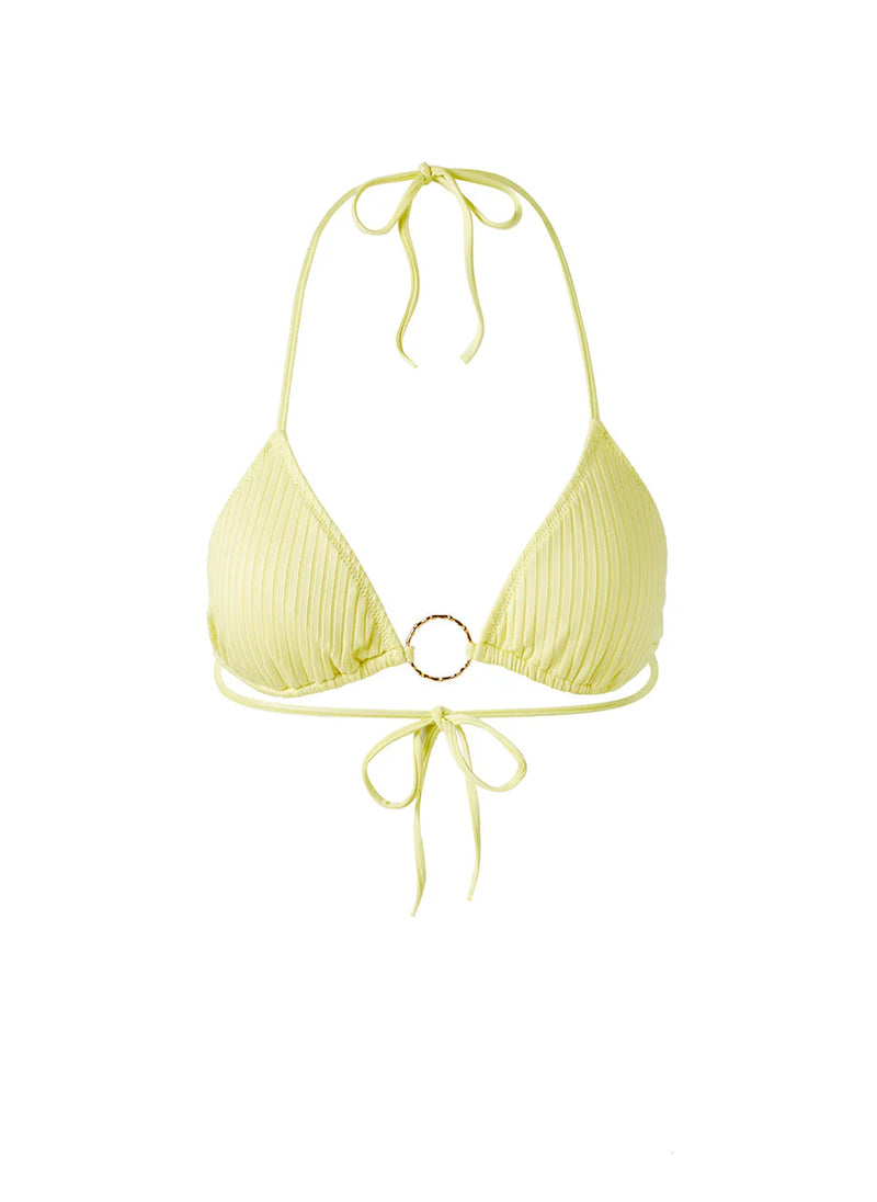 Miami Triangle Ring Detail Bikini Top Sunray Ribbed