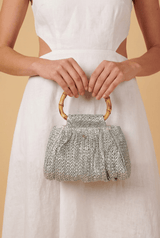 Mini Totes APOELLA Serifos Mini Bamboo Raffia Straw Bag Silver O/S Apoella
