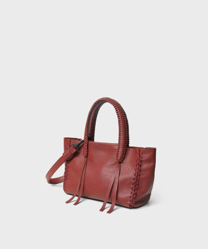 Micro Tote Grained Leather Red – APOELLA