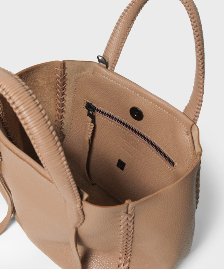 Mini Tote Grained Leather Camel – APOELLA