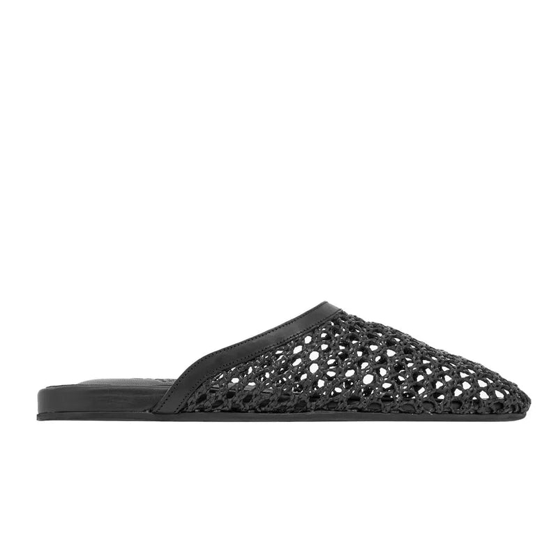 Mules Ancient Greek Sandals Slipper Raffia Mules Black Apoella