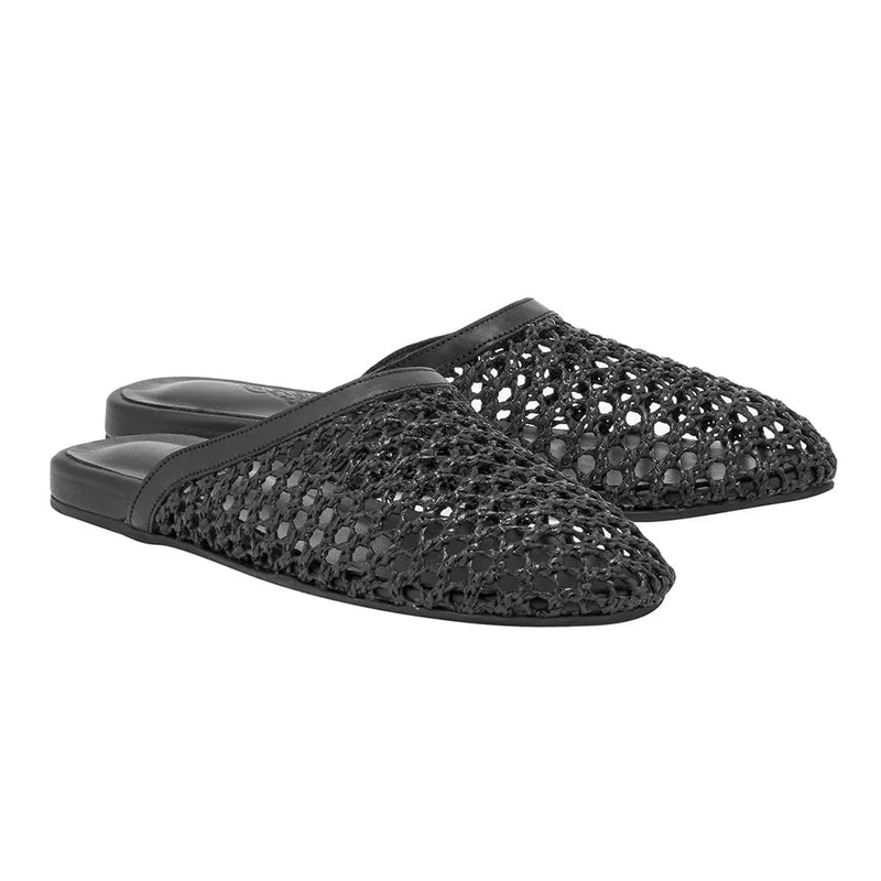 Mules Ancient Greek Sandals Slipper Raffia Mules Black Apoella