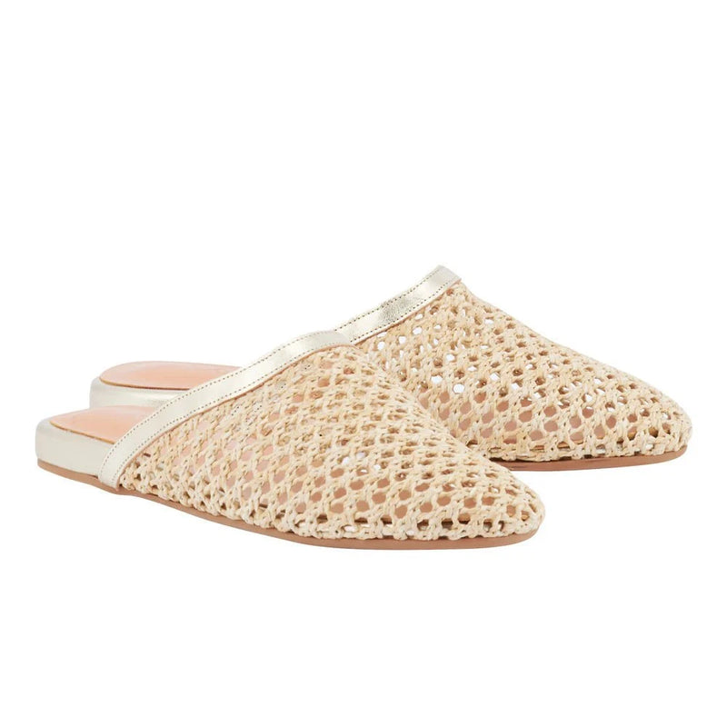 Mules Ancient Greek Sandals Slipper Raffia Mules Platinum/Natural Apoella