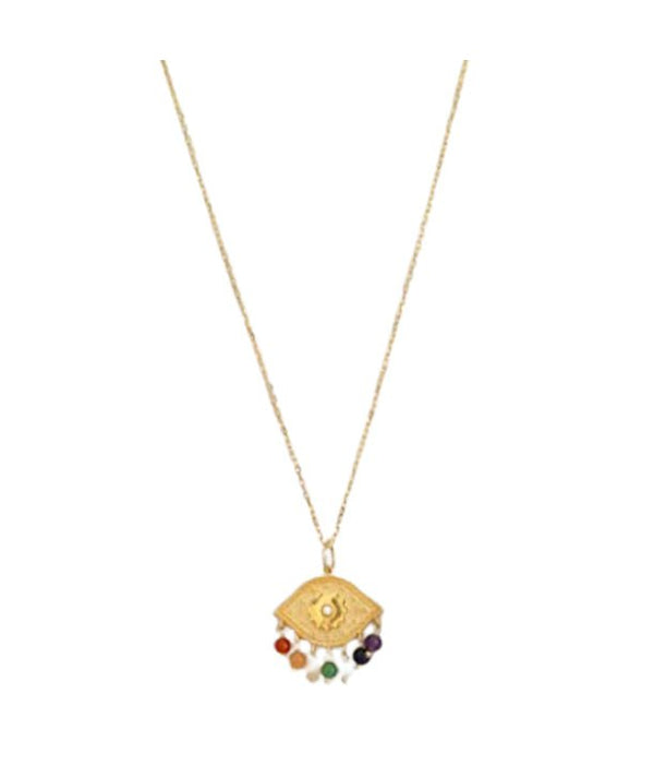 Necklaces Antonia Karra Chakra Evil Eye Necklace Sps Stones Gold Pl O/S Apoella