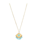 Necklaces Antonia Karra Paisley Enamel Eye Necklace Turquoise Stones Gold Pl O/S Apoella
