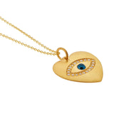 Necklaces Ileana Makri Love Heart Zircon Eye Large Necklace Blue Eye Gold Plated O/S Apoella