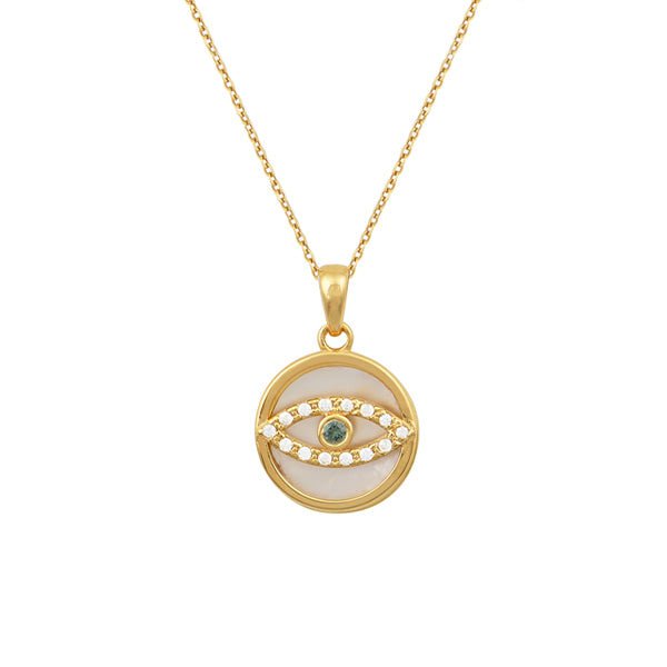 Necklaces Marianna Lemos Areti Eye Necklace Gold Aqua O/S Apoella