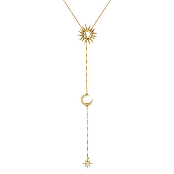 Necklaces Marianna Lemos Eliana Lariat Necklace Gold White O/S Apoella