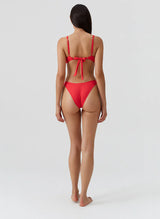 Noto Cup Bikini Top Red Ribbed