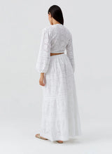 Novie Embroidered Long Skirt White