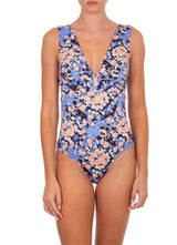 One-Piece Emmanuela Swimwear Amber V Neck One-piece Blue/Orange/Black Apoella