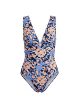 One-Piece Emmanuela Swimwear Amber V Neck One-piece Blue/Orange/Black Apoella