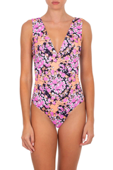 One-Piece Emmanuela Swimwear Amber V Neck One-piece Pink/Orange/Black Apoella