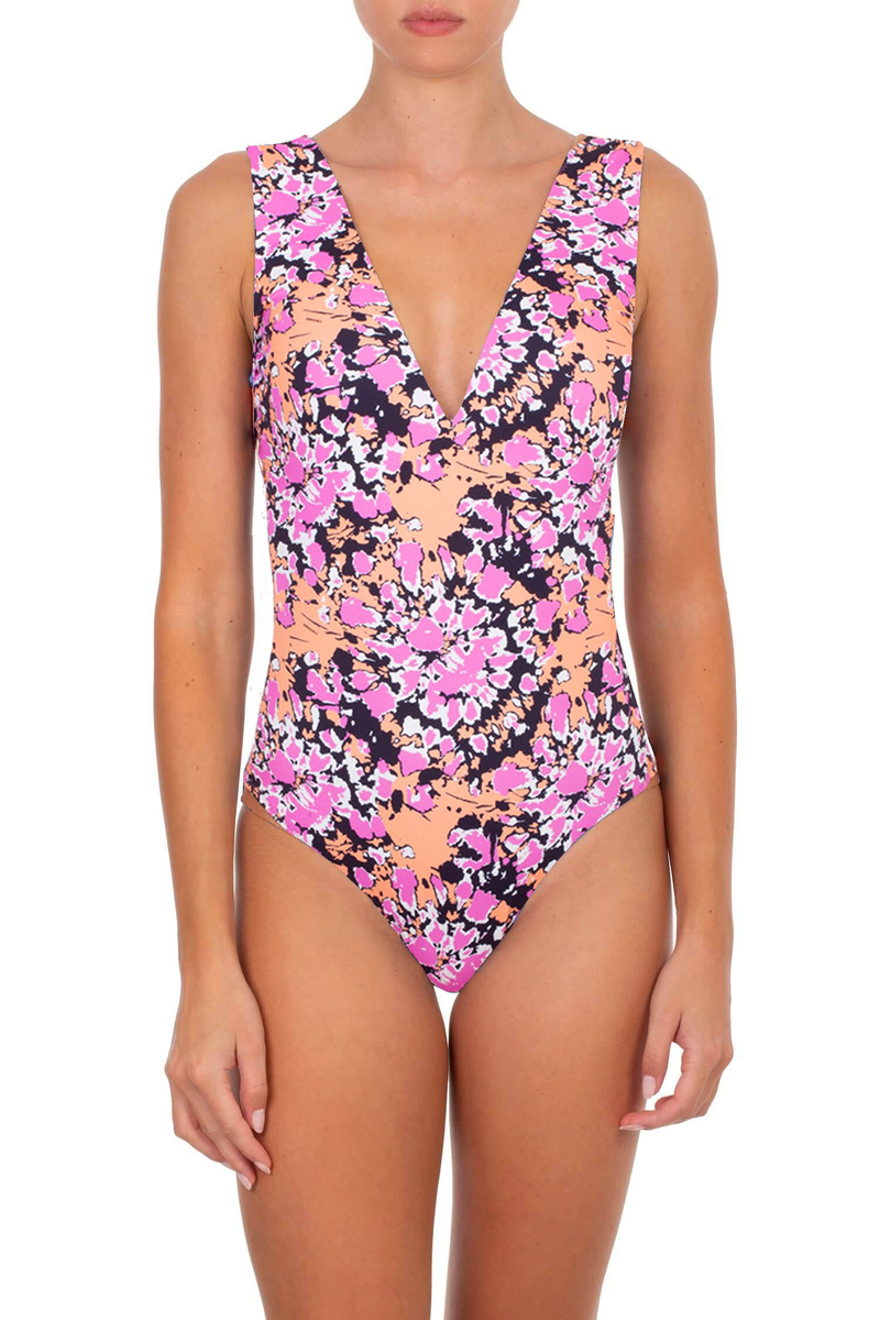 One-Piece Emmanuela Swimwear Amber V Neck One-piece Pink/Orange/Black Apoella