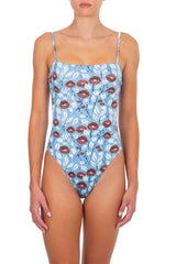 One-Piece Emmanuela Swimwear Daisy Strap One-piece Blue/white Flowers Apoella