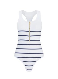 One-Piece Heidi Klein Core Textured Racerback One-piece Nautical Stripes Apoella
