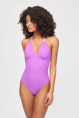 One-Piece Heidi Klein Huatulco Adjustable V Neck One Piece Purple Apoella