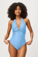 One-Piece Heidi Klein Ocean Tide U-bar One Piece Light Blue Apoella