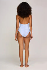 One-Piece Heidi Klein Tinos Keyhole Halterneck One Piece Light Blue/White Apoella