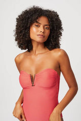 One-Piece Heidi Klein Tortola V-bar Bandeau One Piece Coral Apoella