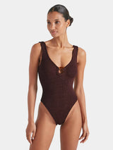 One-Piece Hunza G Celine Classic Covered Hoop One Piece Metallic Chocolate O/S / Metallic Chocolate Apoella