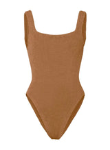 One-Piece Hunza G Square Neck Low Back One Piece Metallic Cocoa O/S / Metallic Cocoa Apoella