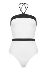 One-Piece Kiohne Lagoon Halter Neck One Piece White/Black Apoella