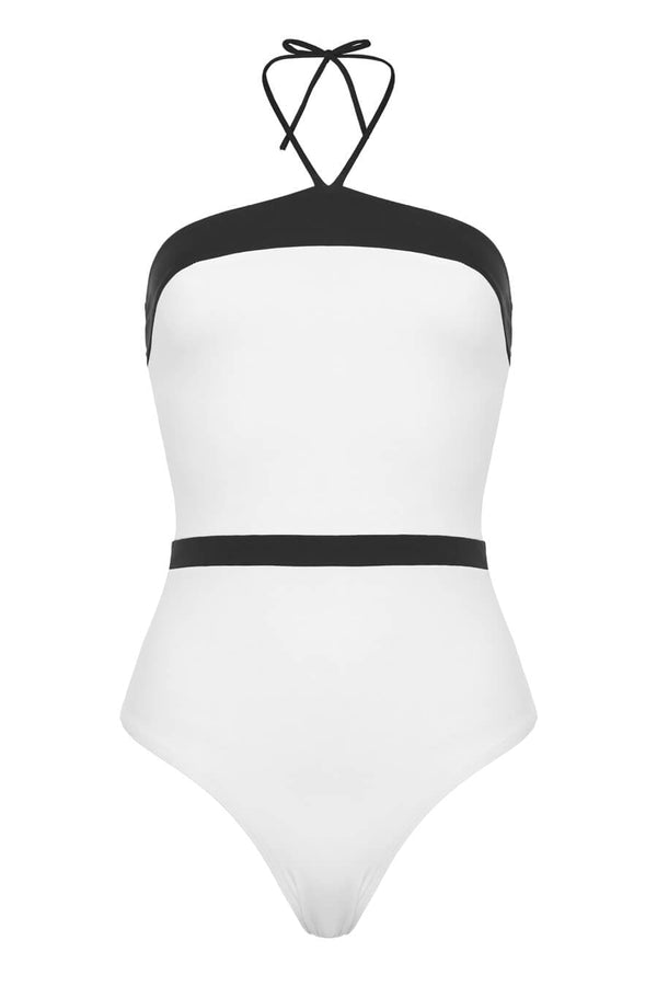 One-Piece Kiohne Lagoon Halter Neck One Piece White/Black Apoella