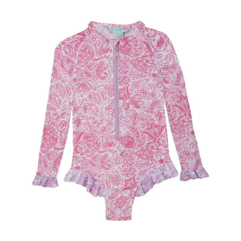 One-Piece Marie Raxevsky Long Sleeve Zip Surf Suit Paisley Pink Apoella