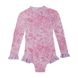One-Piece Marie Raxevsky Long Sleeve Zip Surf Suit Paisley Pink Apoella